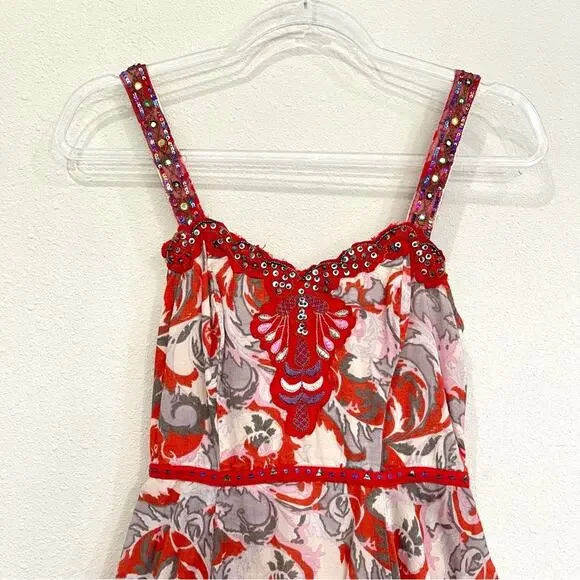 Chaudry KC Mini Sundress Embroidered Sequined Fully Lined Tiered Skirt - Small - Picture 3 of 16